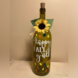 Decorated Wine Bottle, Fall Decor, Home Decor